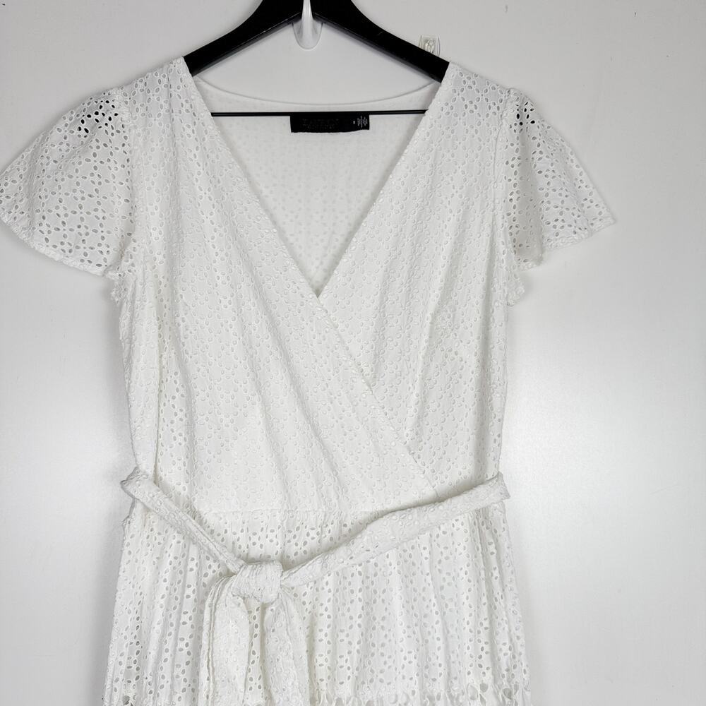 Lauren Ralph Lauren Eyelet Belted Tiered Midi Dress A-Line White - 8 - Picture 2 of 10